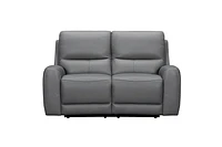 Brooke Leather Power Recliner Loveseat - Dark Grey