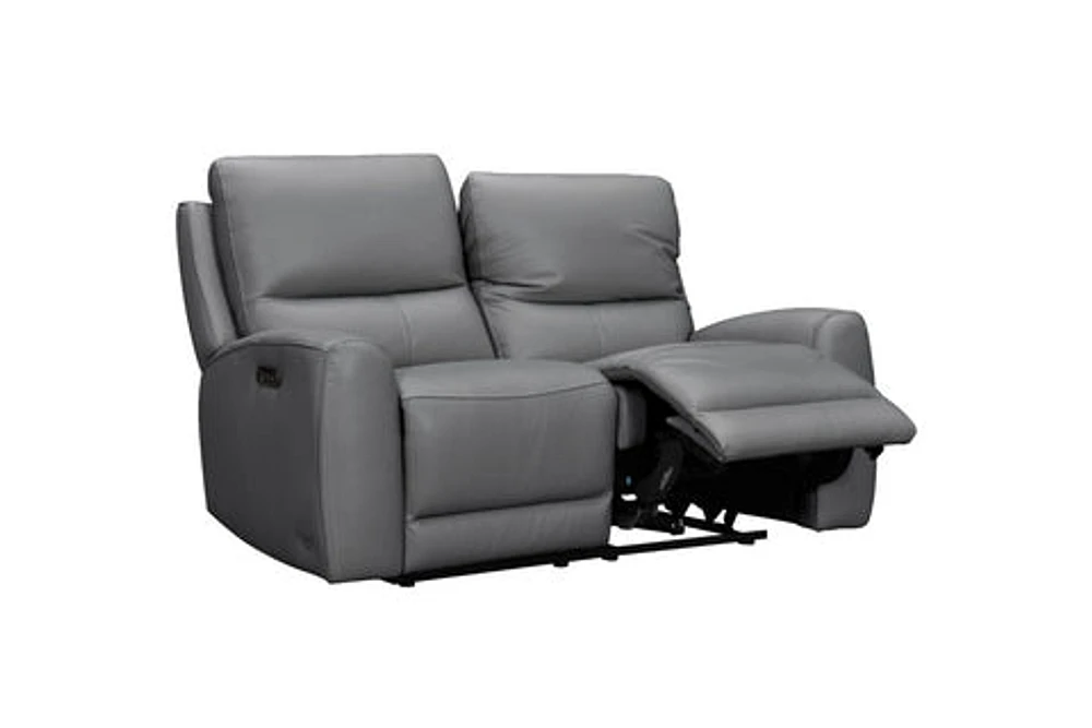 Brooke Leather Power Recliner Loveseat - Dark Grey