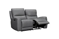 Brooke Leather Power Recliner Loveseat - Dark Grey