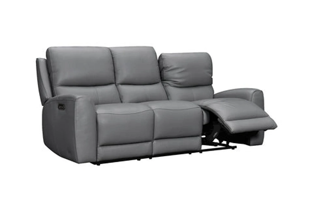 Brooke Leather Power Recliner Sofa - Dark Grey