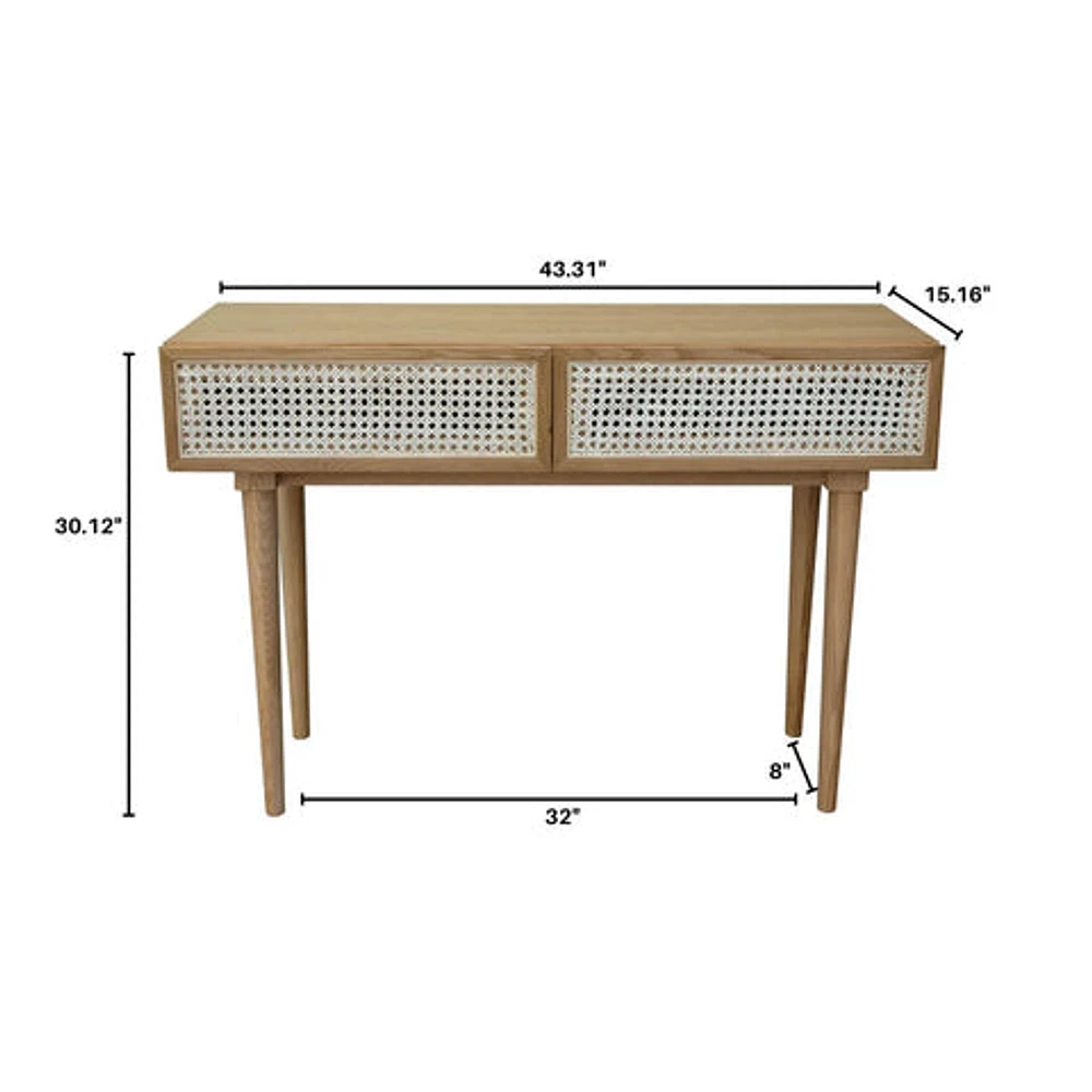 Cane Console Table - Natural