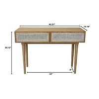 Cane Console Table - Natural