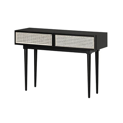 Cane Console Table - Matte Black