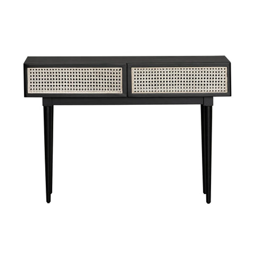 Cane Console Table - Matte Black