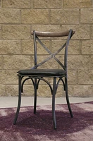 Metal Crossback Chair with Seat Cushion