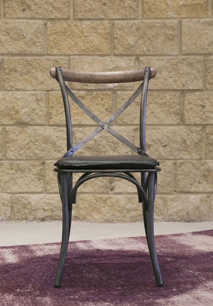 Metal Crossback Chair with Seat Cushion