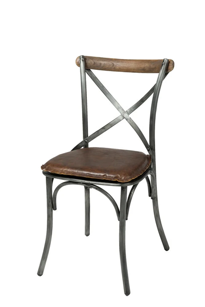 Metal Crossback Chair with Black Seat Cushion