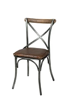 Metal Crossback Chair with Black Seat Cushion
