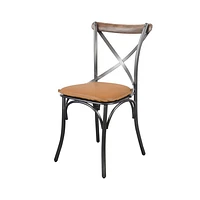 Metal Crossback Chair with Black Seat Cushion
