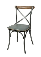 Metal Crossback Chair with Black Seat Cushion