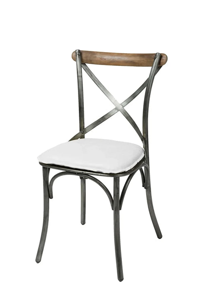 Metal Crossback Chair with Black Seat Cushion