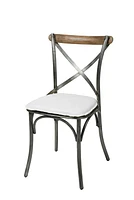 Metal Crossback Chair with Black Seat Cushion