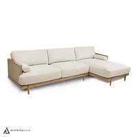 Cesca Solid Oak Wood and Fabric Sectional - Mellow Ivory