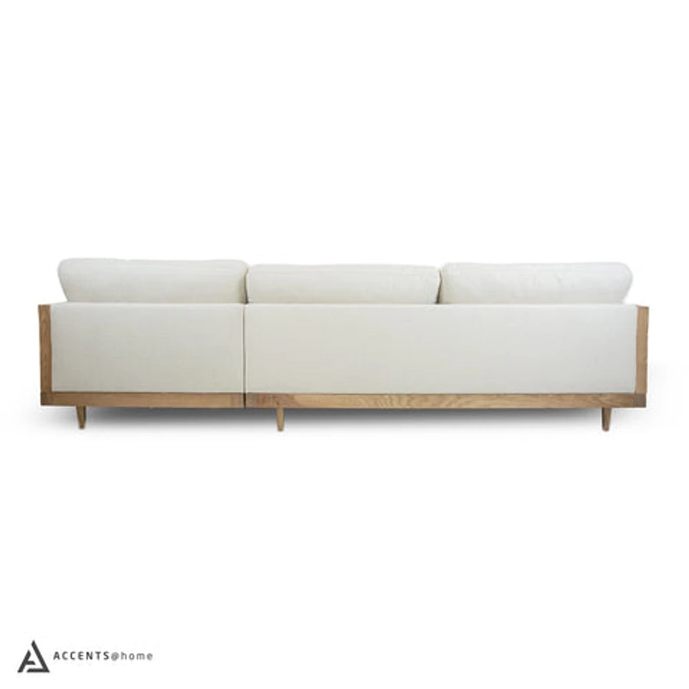 Cesca Solid Oak Wood and Fabric Sectional - Mellow Ivory