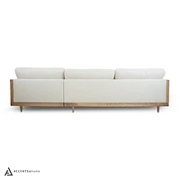 Cesca Solid Oak Wood and Fabric Sectional - Mellow Ivory