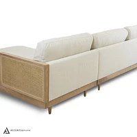 Cesca Solid Oak Wood and Fabric Sectional - Mellow Ivory