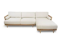 Cesca Solid Oak Wood and Fabric Sectional - Mellow Ivory