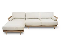 Cesca Solid Oak Wood and Fabric Sectional - Mellow Ivory