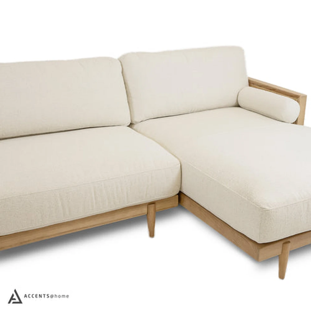 Cesca Solid Oak Wood and Fabric Sectional - Mellow Ivory