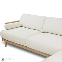 Cesca Solid Oak Wood and Fabric Sectional - Mellow Ivory