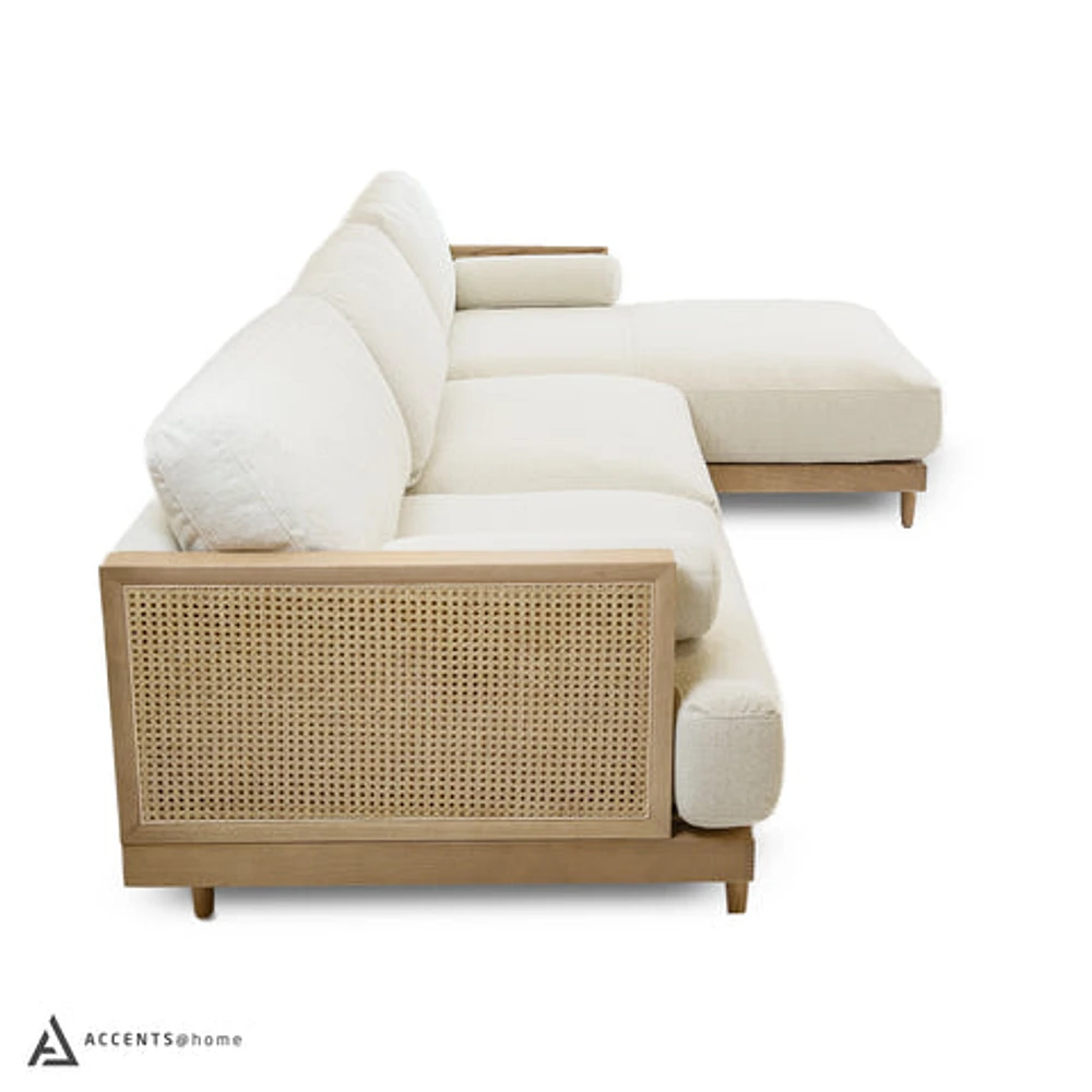 Cesca Solid Oak Wood and Fabric Sectional - Mellow Ivory