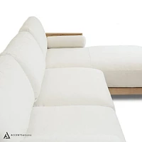 Cesca Solid Oak Wood and Fabric Sectional - Mellow Ivory