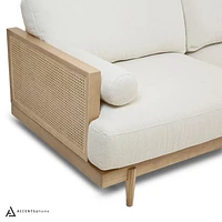 Cesca Solid Oak Wood and Fabric Sectional - Mellow Ivory