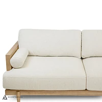 Cesca Solid Oak Wood and Fabric Sectional - Mellow Ivory