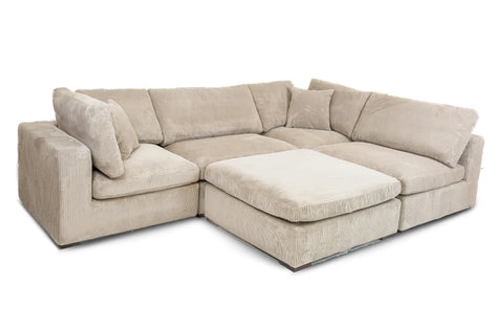 Clark 5 pcs Sectional with Ottoman - Grey | Accents@Home