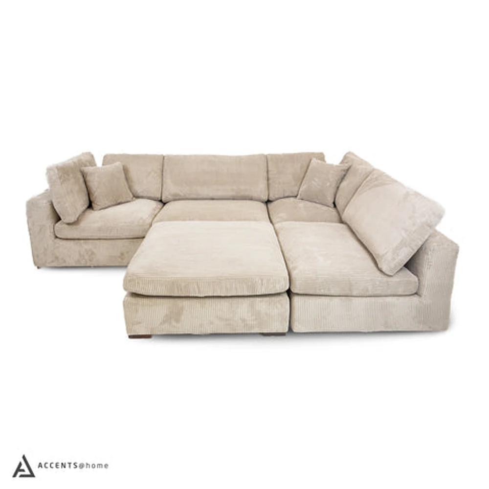 Clark 5 pcs Sectional with Ottoman - Grey | Accents@Home