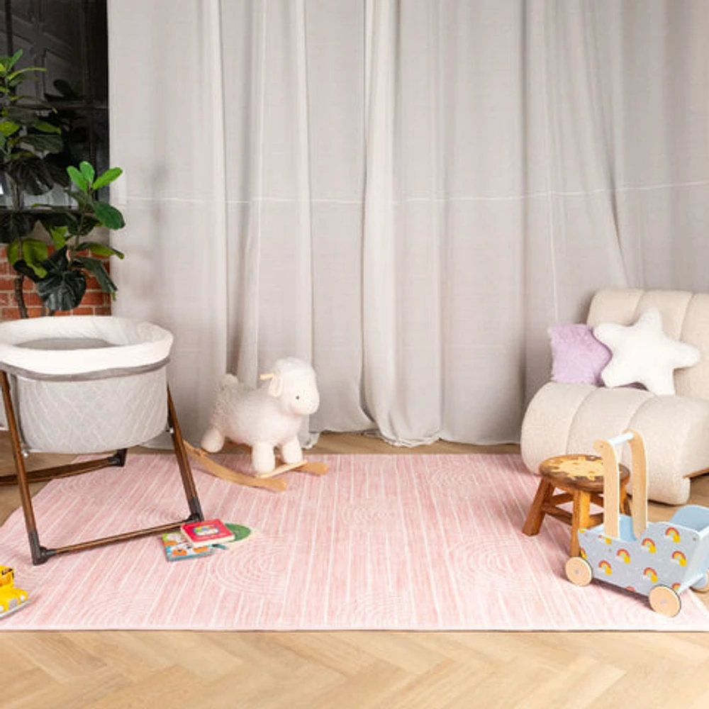 Pastel Pink Daisy Delight Area Rug