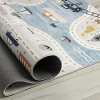 Daisy Blue Modern Floral Area Rug