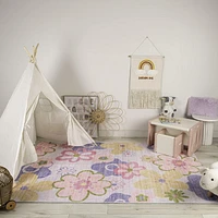 Blush Bloom Daisy Patterned Rug Pink