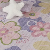 Blush Bloom Daisy Patterned Rug Pink