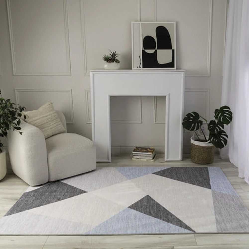 Europa Blue Contemporary Art-Inspired Rug