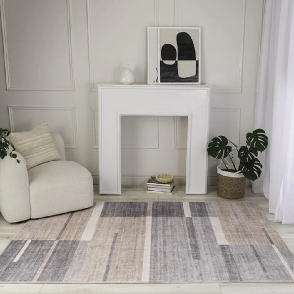 Europa Brown Contemporary Grid-Style Rug