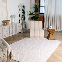 Europa Beige Tonal Stripe Area Rug