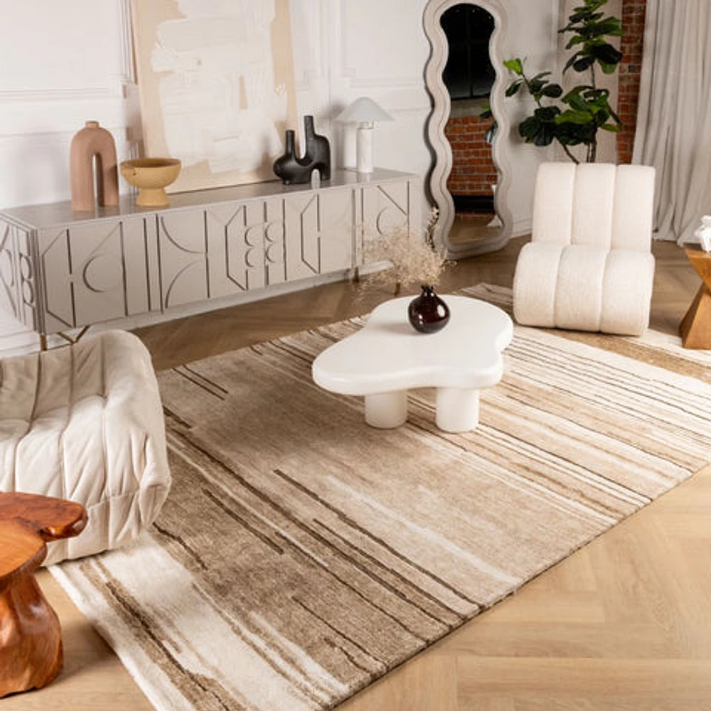 Leela Beige Contemporary Abstract Area Rug