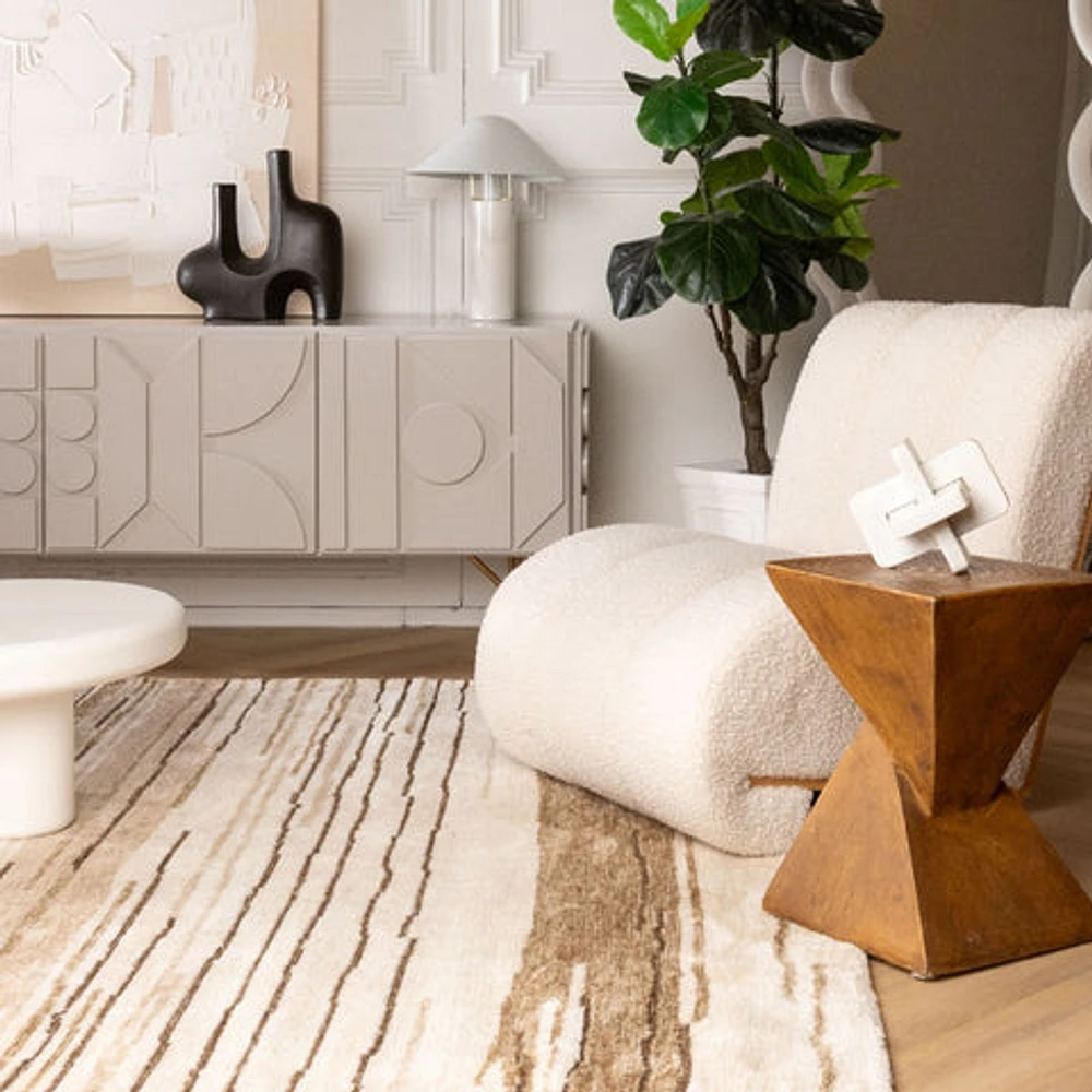 Leela Beige Contemporary Abstract Area Rug