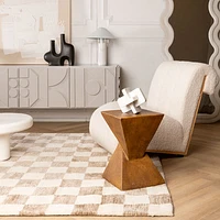 Leela Ivory Textured Wave Design Area Rug