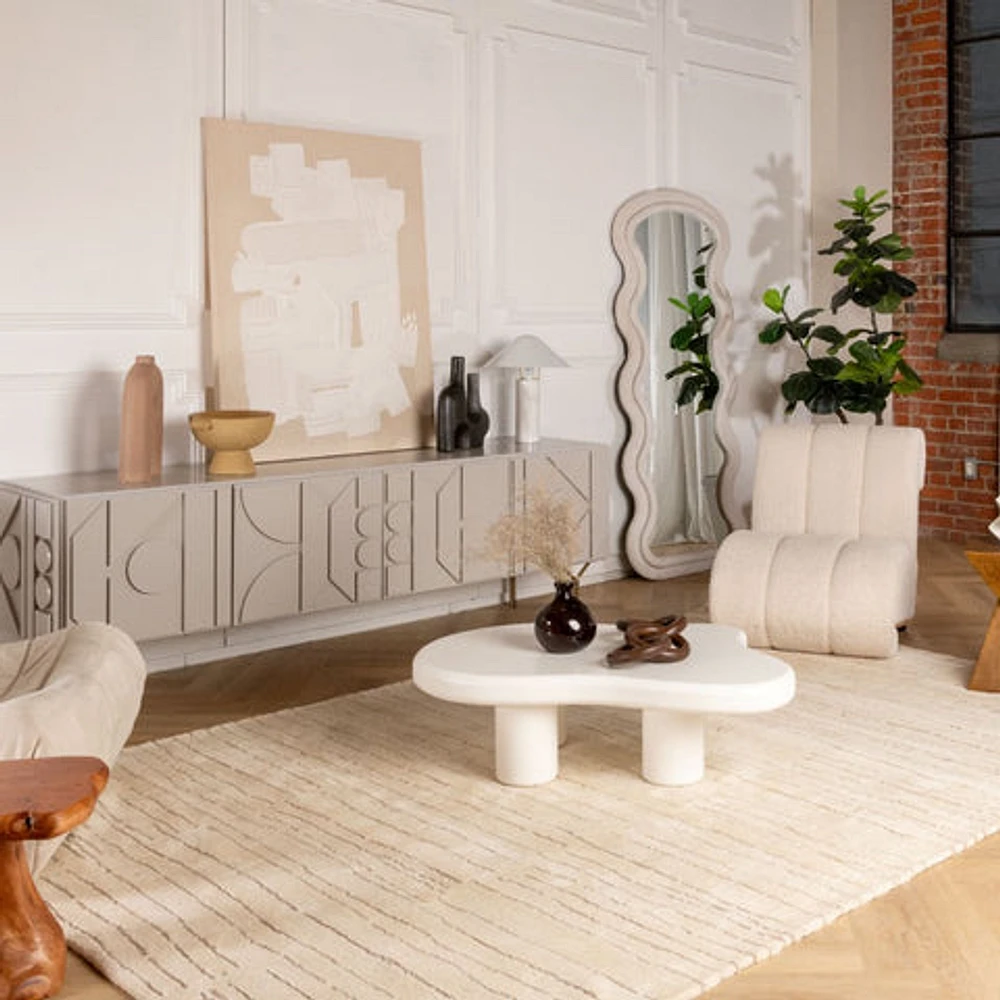 Leela Ivory Linear Modern Area Rug