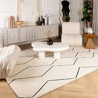 Ivory Leela Minimalist Brushstroke Area Rug