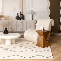 Ivory Leela Minimalist Brushstroke Area Rug