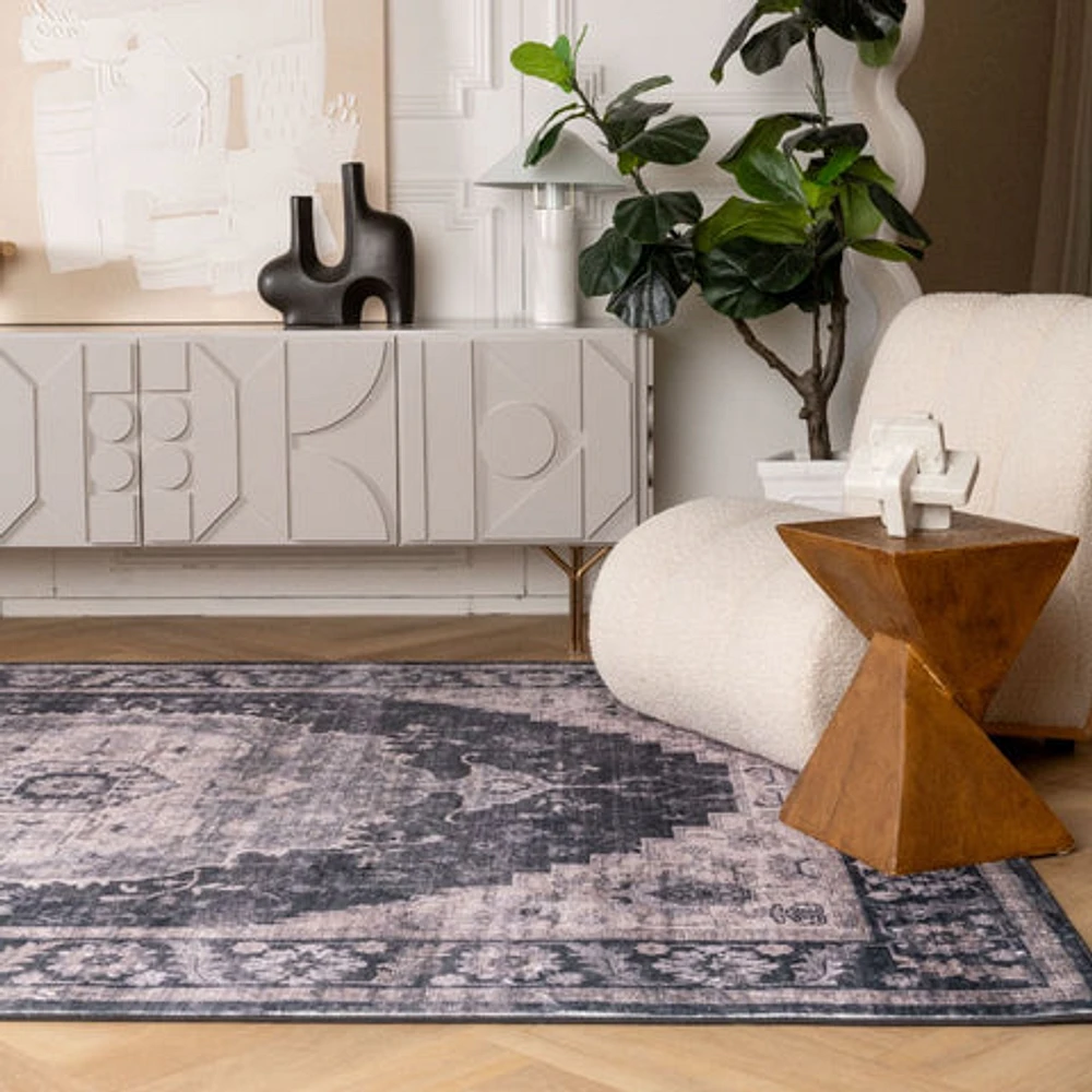 Prismatic Black Geometric Modern Area Rug