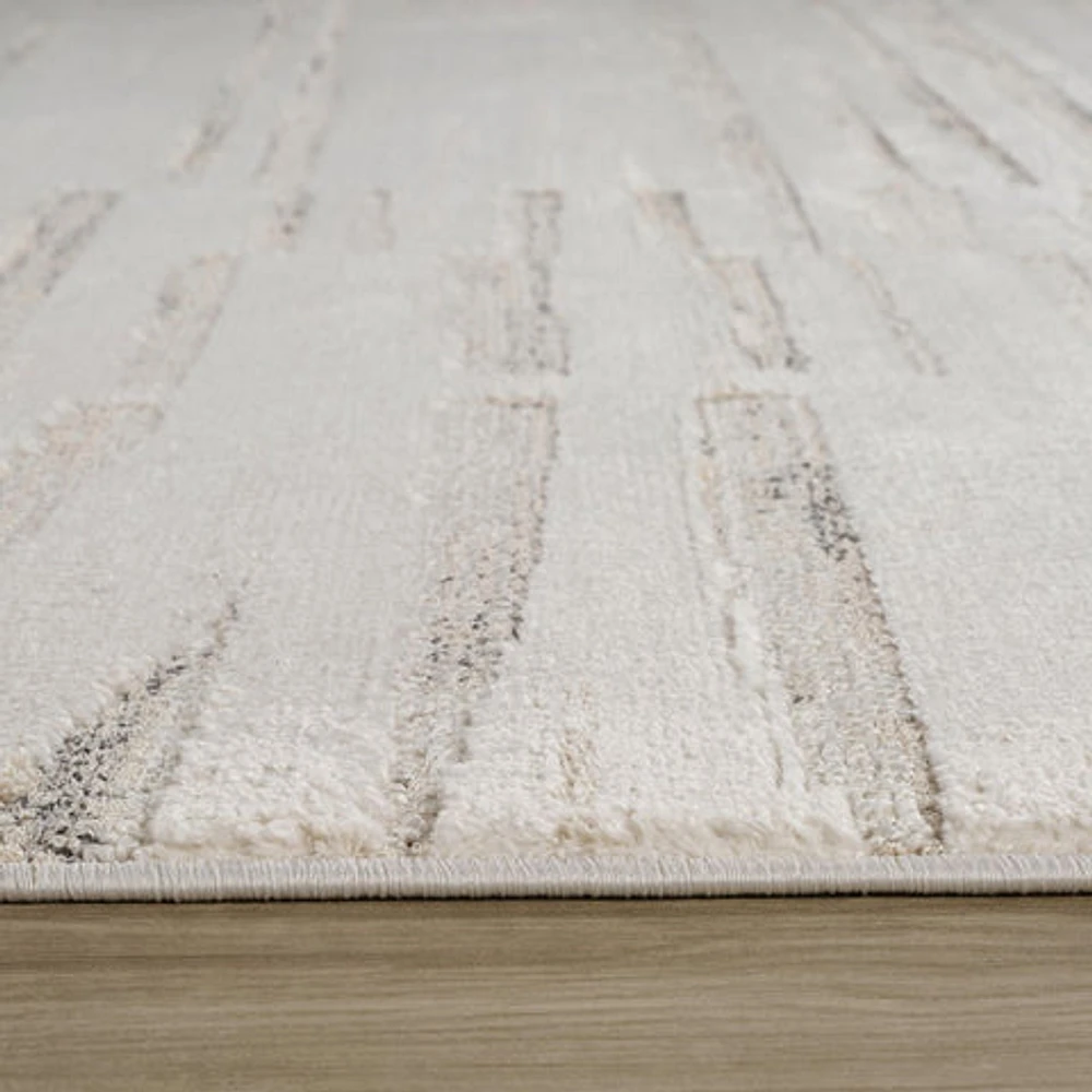 Tulum Beige Geometric Grid Area Rug