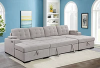 Alonso Sleeper U-shaped sectional with USB - Stone