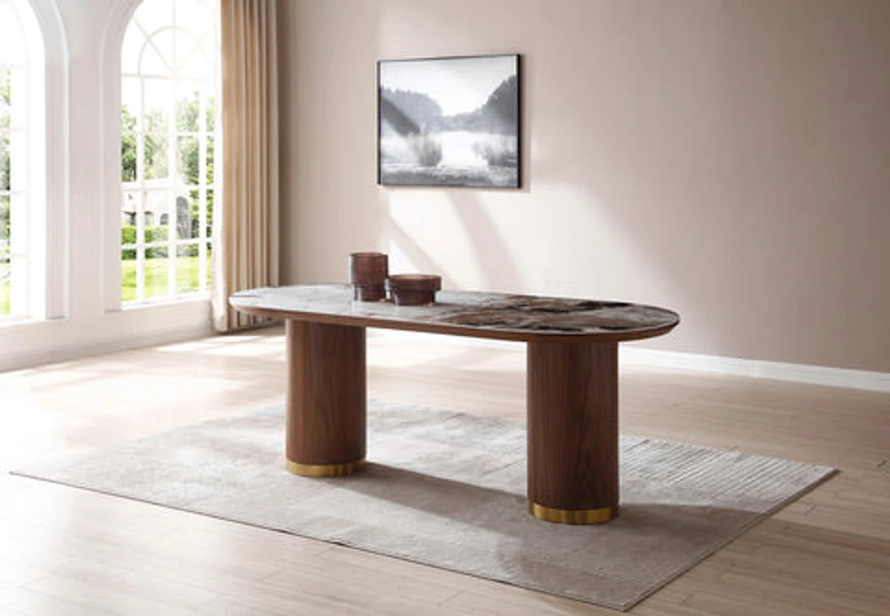 Scottsdale Ceramic Top and Wooden Base Dining Table