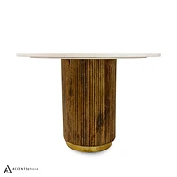 Ellington 44” Wooden Round Dining Table with Marble Top