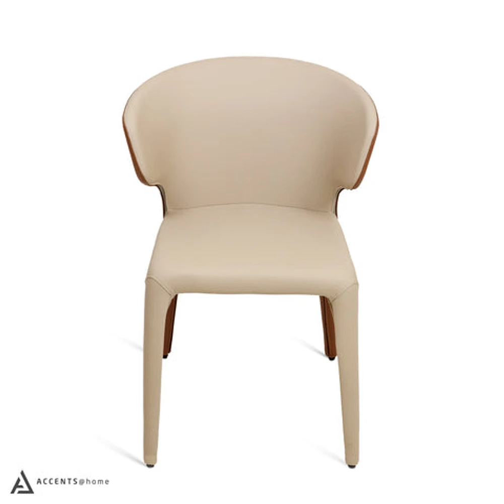 Fiori Leatherette Dining chair- Khaki/Coffee