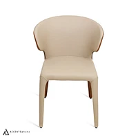 Fiori Leatherette Dining chair- Khaki/Coffee